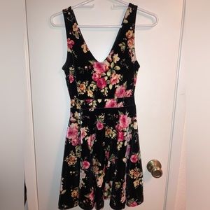 Beautiful Velvet black flowered dress. Worn once.